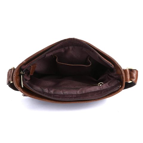 Genuine Leather Laptop Messenger Bag with Secure Flap Closure