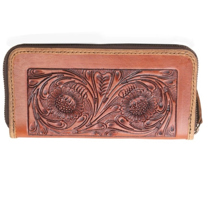 Handcrafted Genuine Leather Tooled Clutch for Women