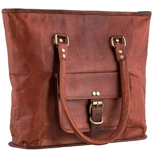 Handcrafted Leather Unisex Shoulder Tote Bag