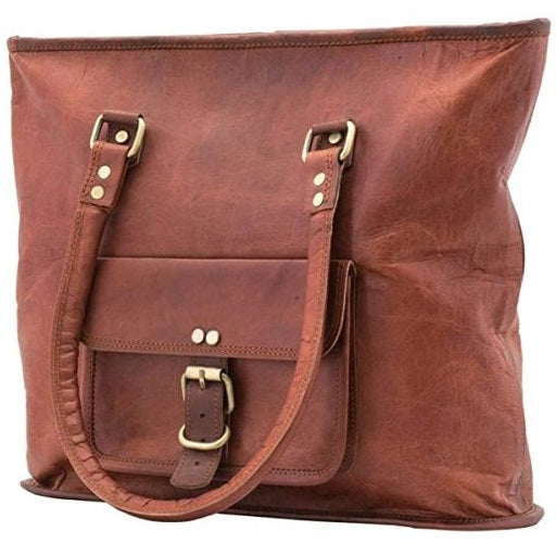 Handcrafted Leather Unisex Shoulder Tote Bag