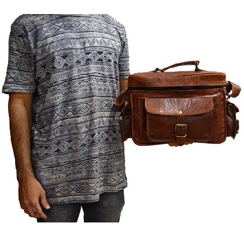 Handcrafted Vintage Leather Camera Case Crossbody Bag