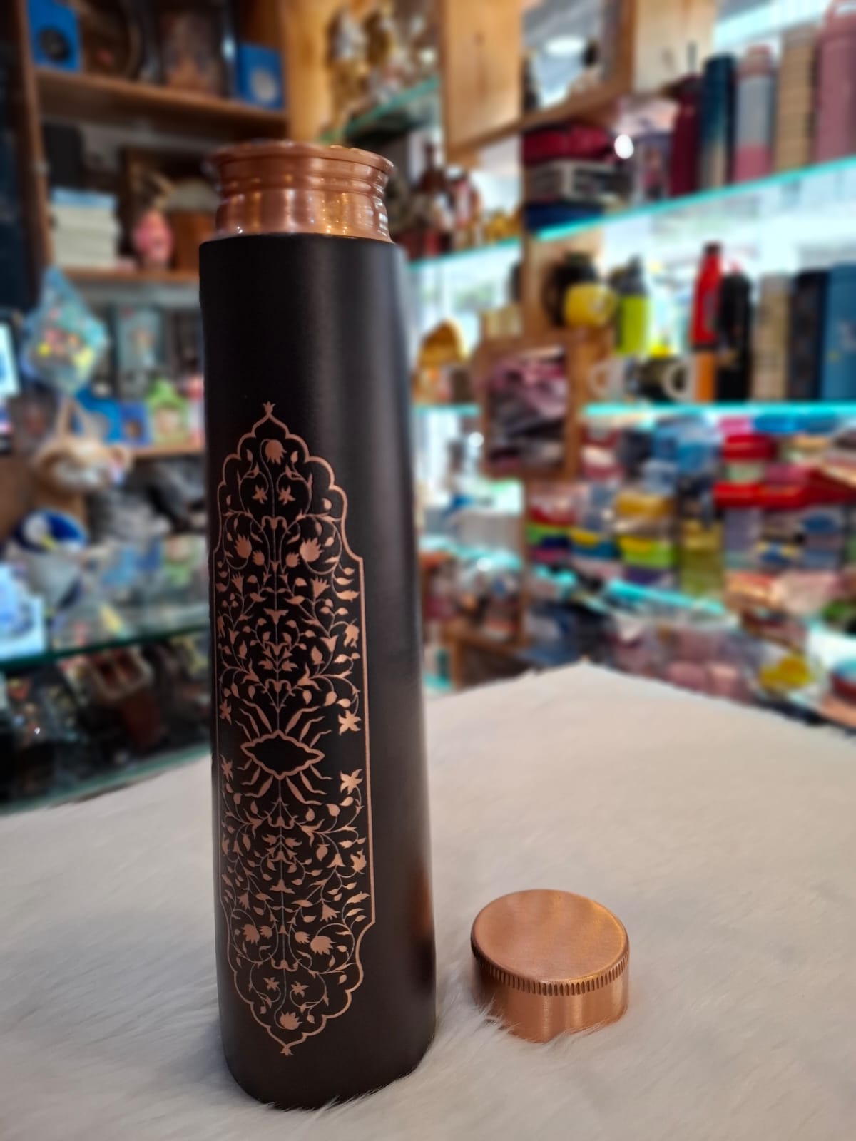 Handicraft World Designer Printed Copper Water Bottle