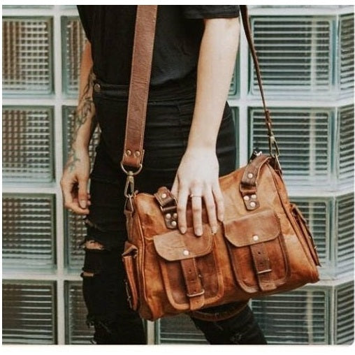 Handmade Classic Vintage Leather Tote Bag