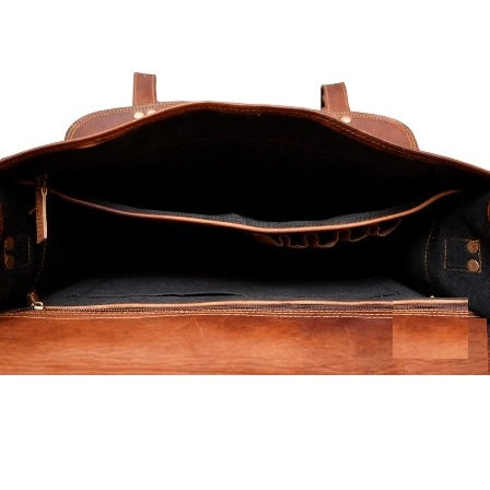 Leather Briefcase Classic Executive Bag + Free Toiletry Bag