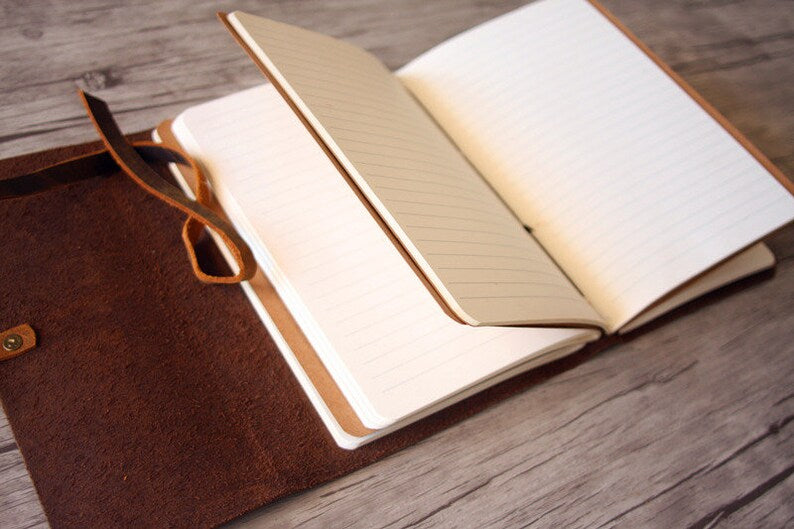 Combo Set Handmade Leather Wolf Embossed Journal