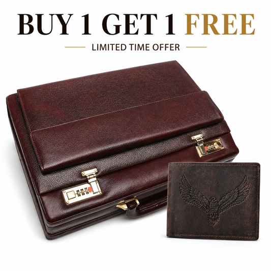 Leather Suitcase Bag for Professional + Free Leather Wallet