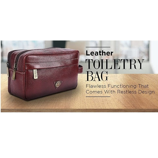 Luxury Brown Leather Toiletry Bag for Travel & Home