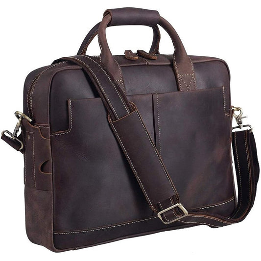 Luxury Genuine Full-Grain Leather Briefcase for Professionals + Free Journal