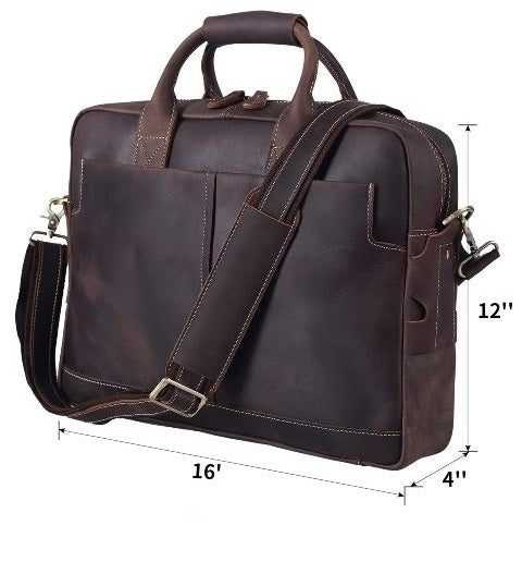 Luxury Genuine Full-Grain Leather Briefcase for Professionals + Free Journal