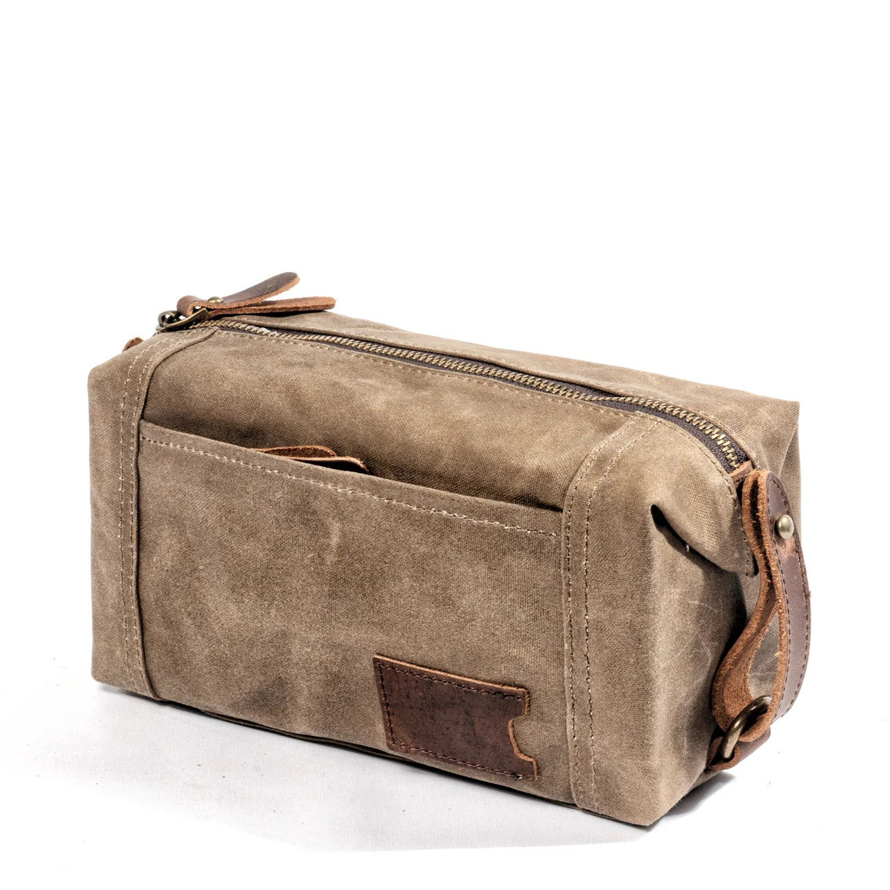 Men's Canvas and Leather Toiletry Clutch Bag