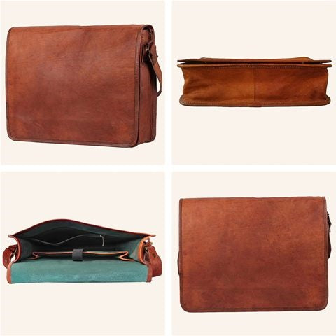 MetroFold Leather Full-Flap Messenger Bag