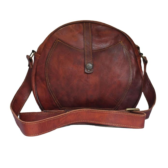 MetroVoyage Round Brown Leather Crossbody Bag