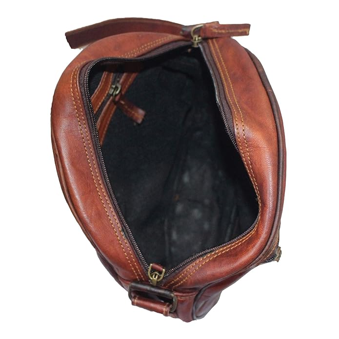 MetroVoyage Round Brown Leather Crossbody Bag