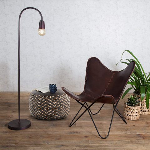 Modern Brown Leather Butterfly Chair Relaxing Chair