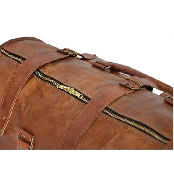 Premium Leather Weekender Duffle Bag for Travel