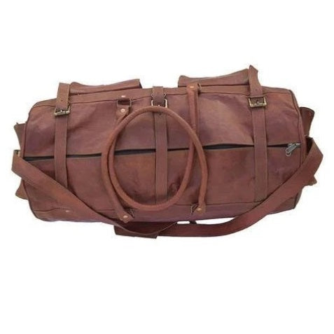 Premium Leather Weekender Duffle Bag for Travel