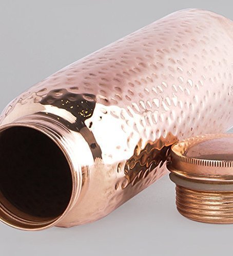 Pure Hammered Copper Water Bottle – Leak-Proof Design with Secure Seal Cap