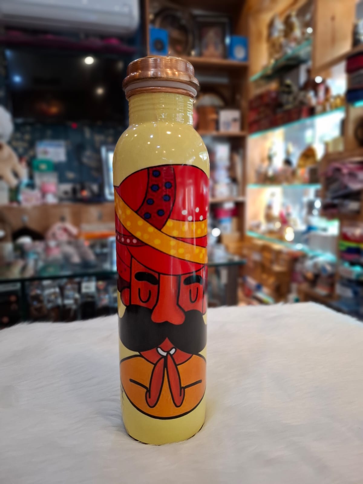 Rajasthani Men Printed Pure Copper Water Bottle (1000 ml) for a Healthy Lifestyle