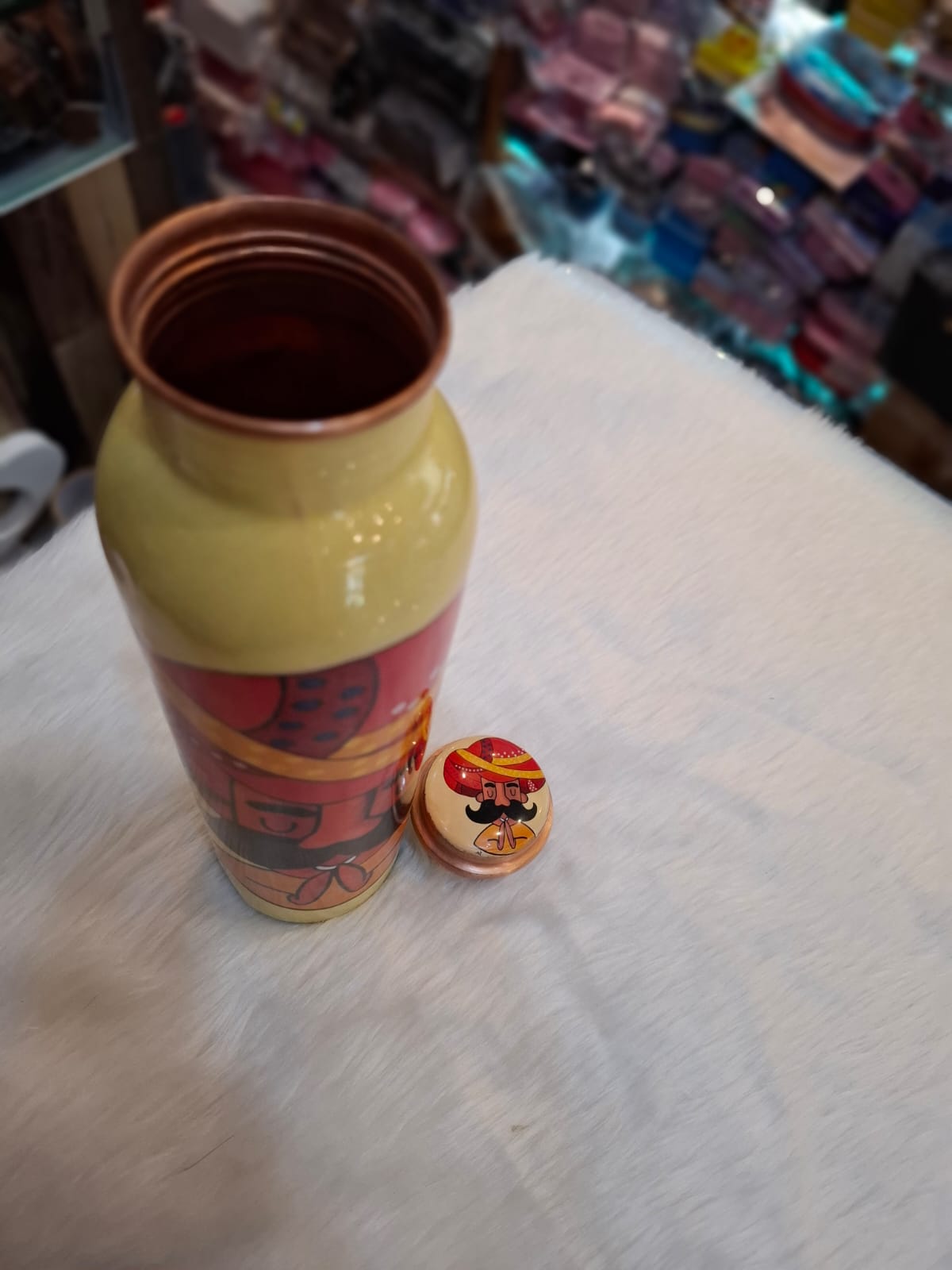 Rajasthani Men Printed Pure Copper Water Bottle (1000 ml) for a Healthy Lifestyle