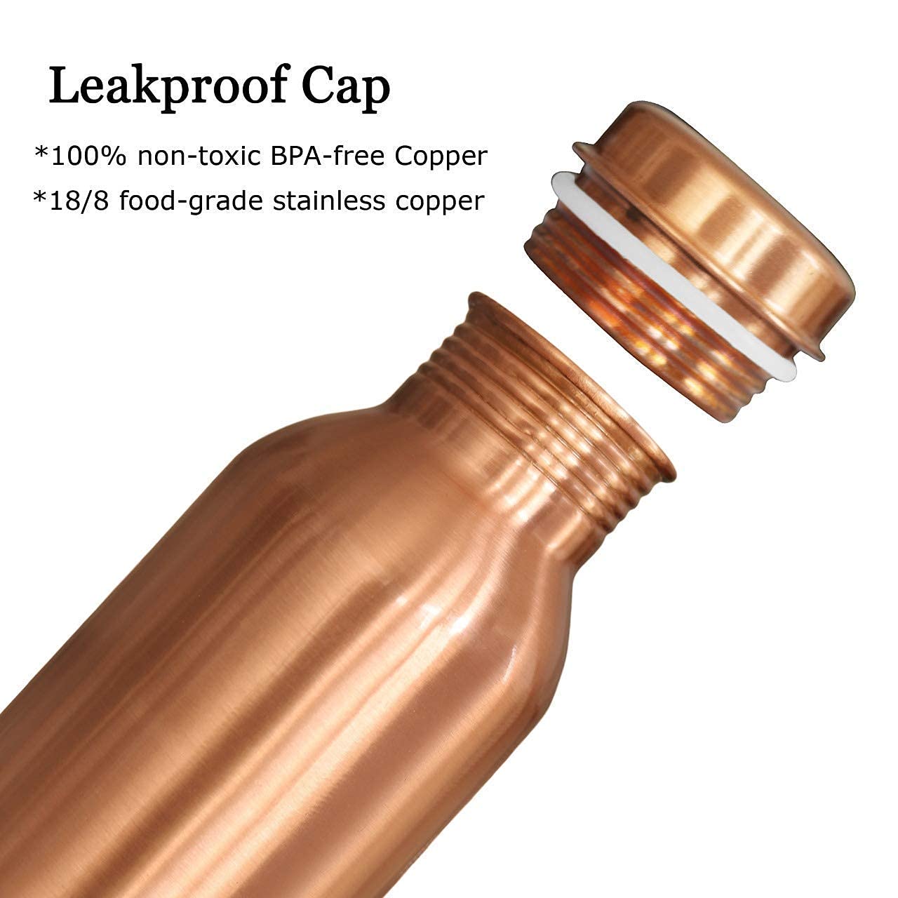 Set of 2 Leak-Proof Copper Water Bottles (950ml)