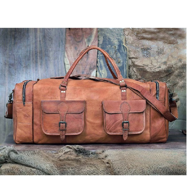 Stylish Classic Unisex Leather Duffle Bag for Weekend Retreats