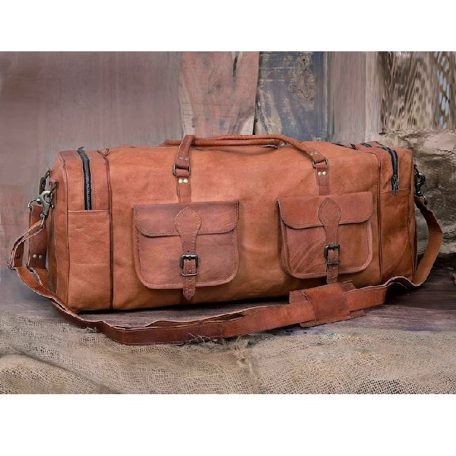 Stylish Classic Unisex Leather Duffle Bag for Weekend Retreats