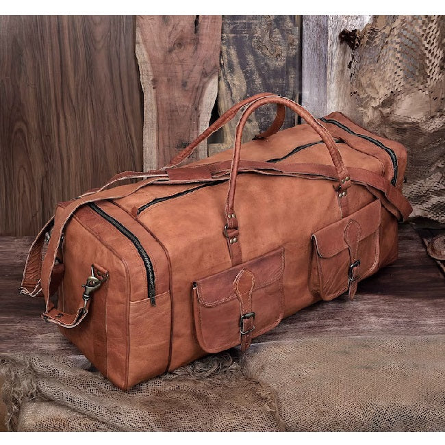 Stylish Classic Unisex Leather Duffle Bag for Weekend Retreats