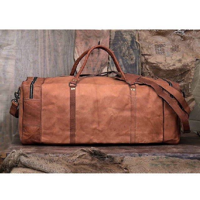 Stylish Classic Unisex Leather Duffle Bag for Weekend Retreats