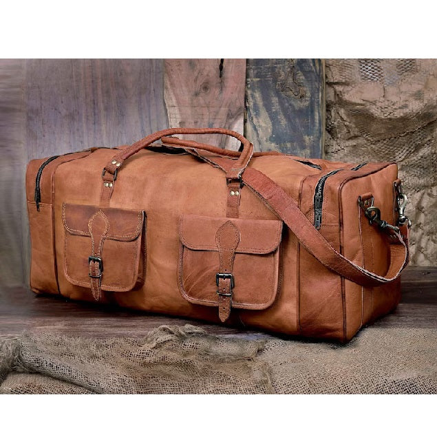 Stylish Classic Unisex Leather Duffle Bag for Weekend Retreats