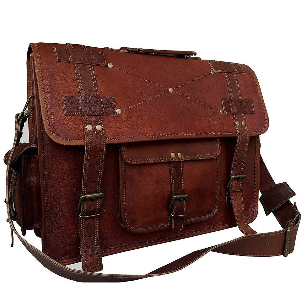 Stylish Handmade Vintage Leather Briefcase Sling Bag