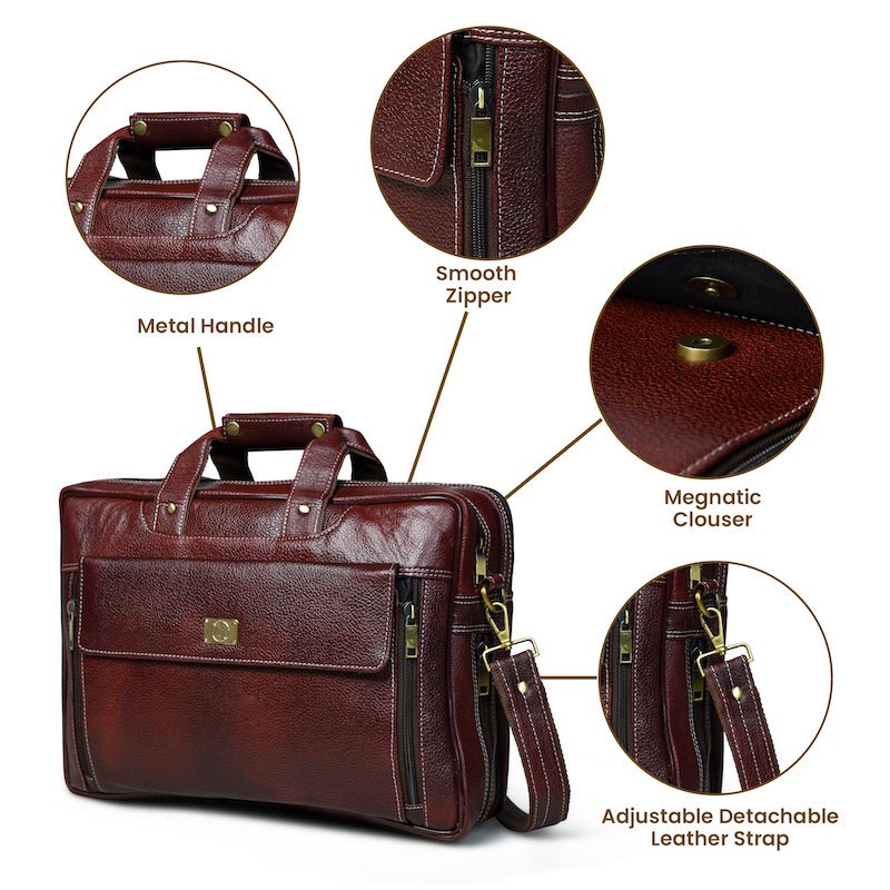 Venture Voyager Leather Laptop Messenger Bag