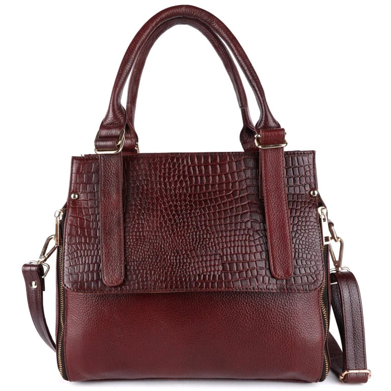 Versatile Leather Handbag with Spacious Storage Compartments