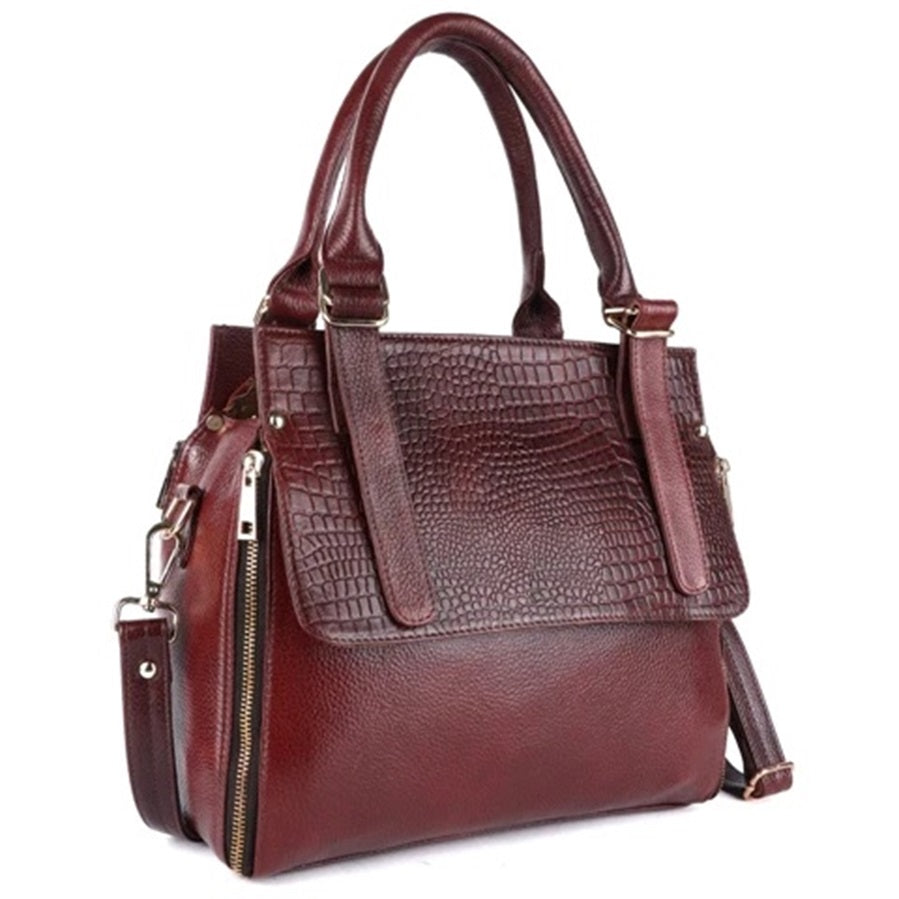 Versatile Leather Handbag with Spacious Storage Compartments