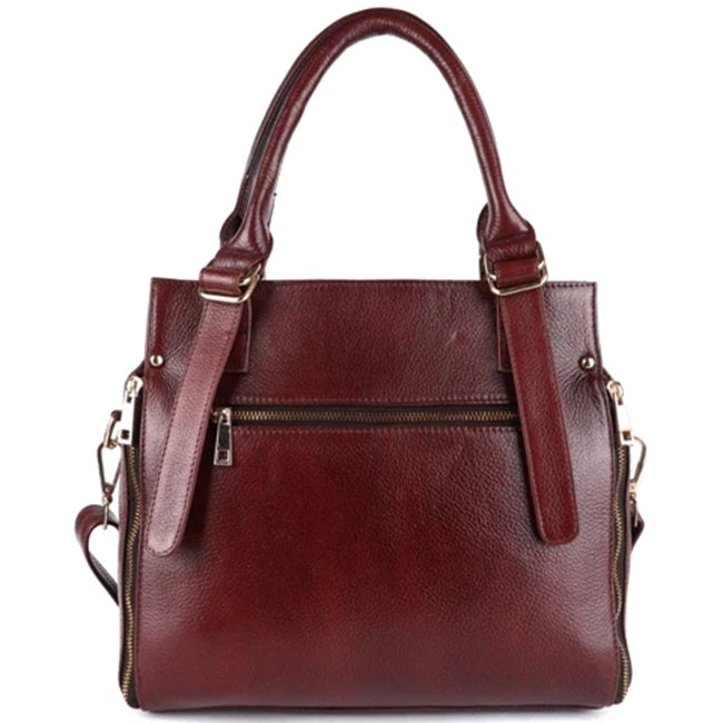 Versatile Leather Handbag with Spacious Storage Compartments
