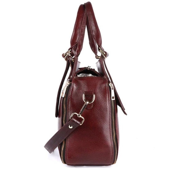 Versatile Leather Handbag with Spacious Storage Compartments