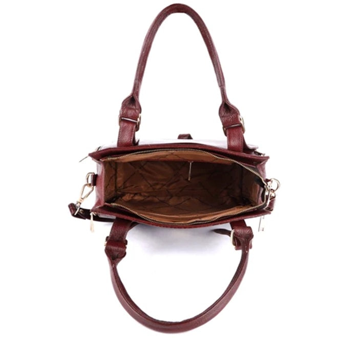 Versatile Leather Handbag with Spacious Storage Compartments