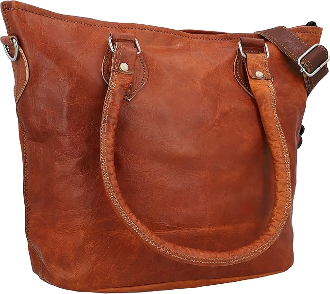 Vintage Brown Leather Tote Handbag Timeless Style for Women