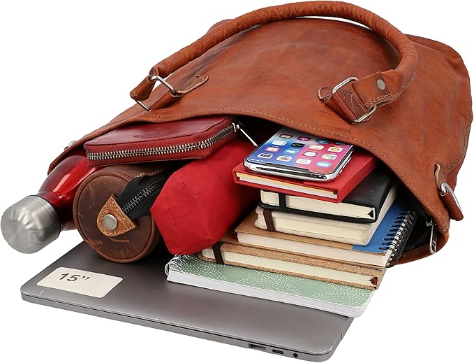 Vintage Brown Leather Tote Handbag Timeless Style for Women