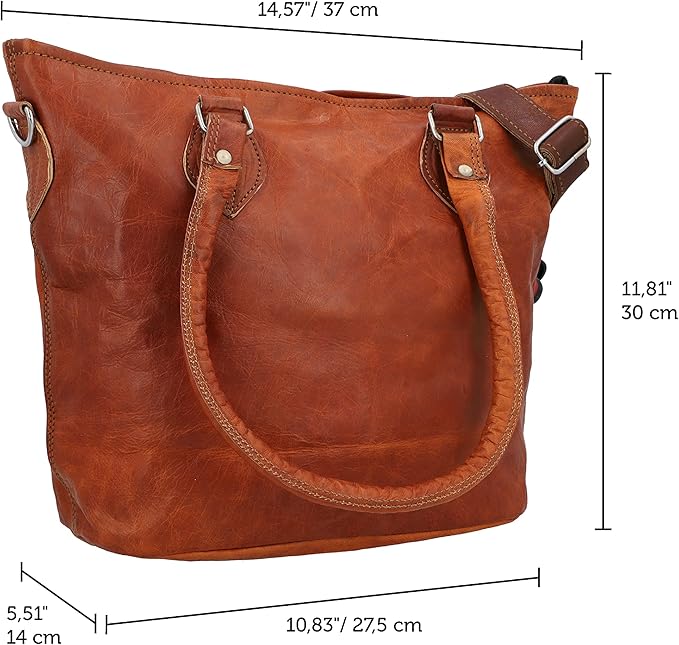 Vintage Brown Leather Tote Handbag Timeless Style for Women