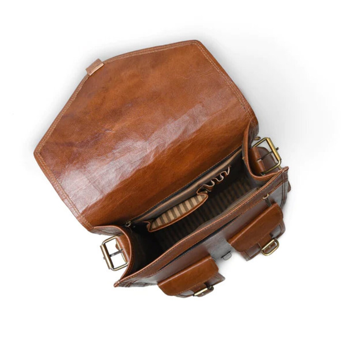 Vintage Handmade Leather Satchel Backpack Laptop Rucksack for Work & Travel