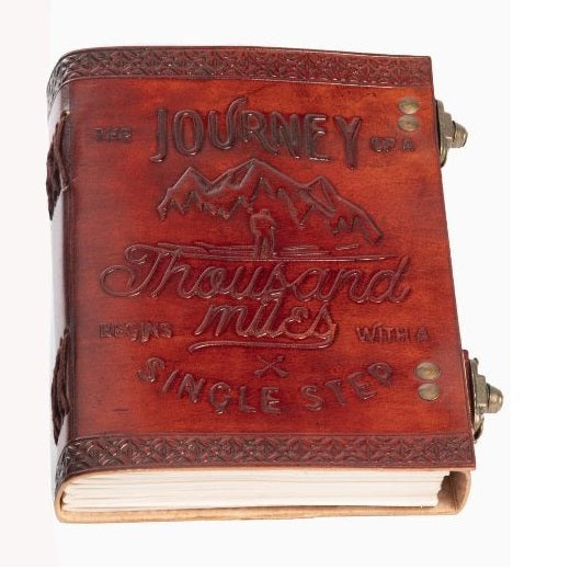 Combo Vintage Leather Journal – 'A Journey of a Thousand Miles'7" x 5" Journal