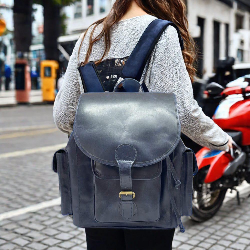 Vintage-Inspired Genuine Leather Backpack for Women