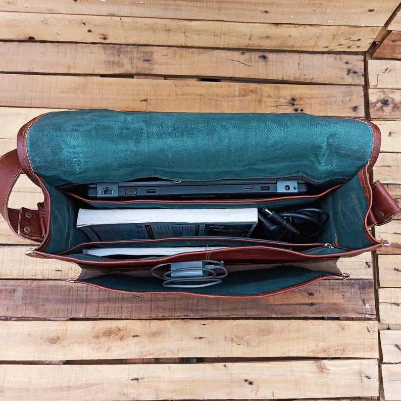 Handmade Laptop Bag Office Bag Crossbody Satchel