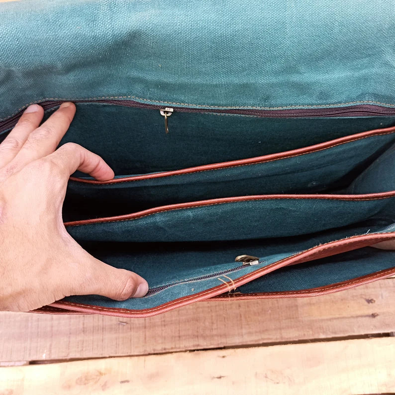 Handmade Laptop Bag Office Bag Crossbody Satchel