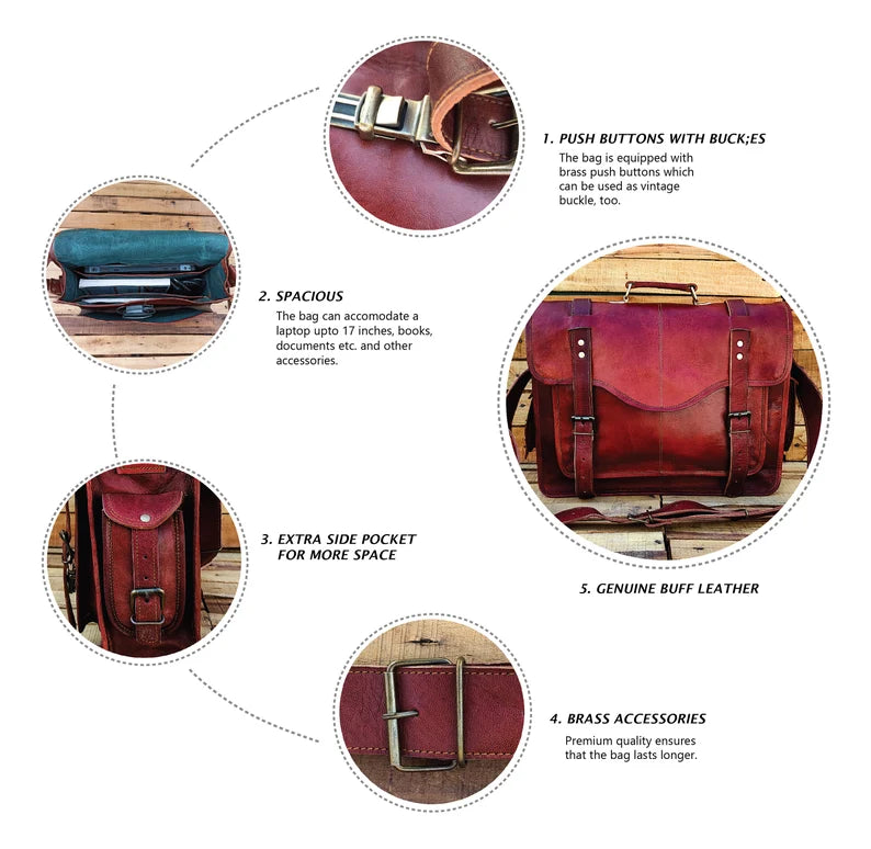 Handmade Laptop Bag Office Bag Crossbody Satchel