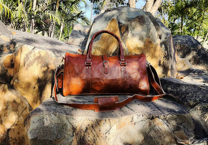 Handmade Leather Duffle Bag – Weekender, Gym, & Travel Duffel