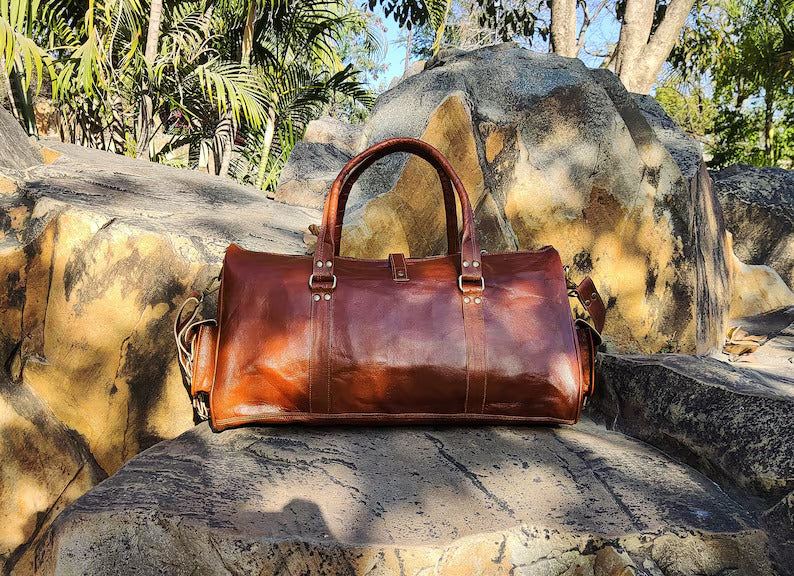 Handmade Leather Duffle Bag – Weekender, Gym, & Travel Duffel