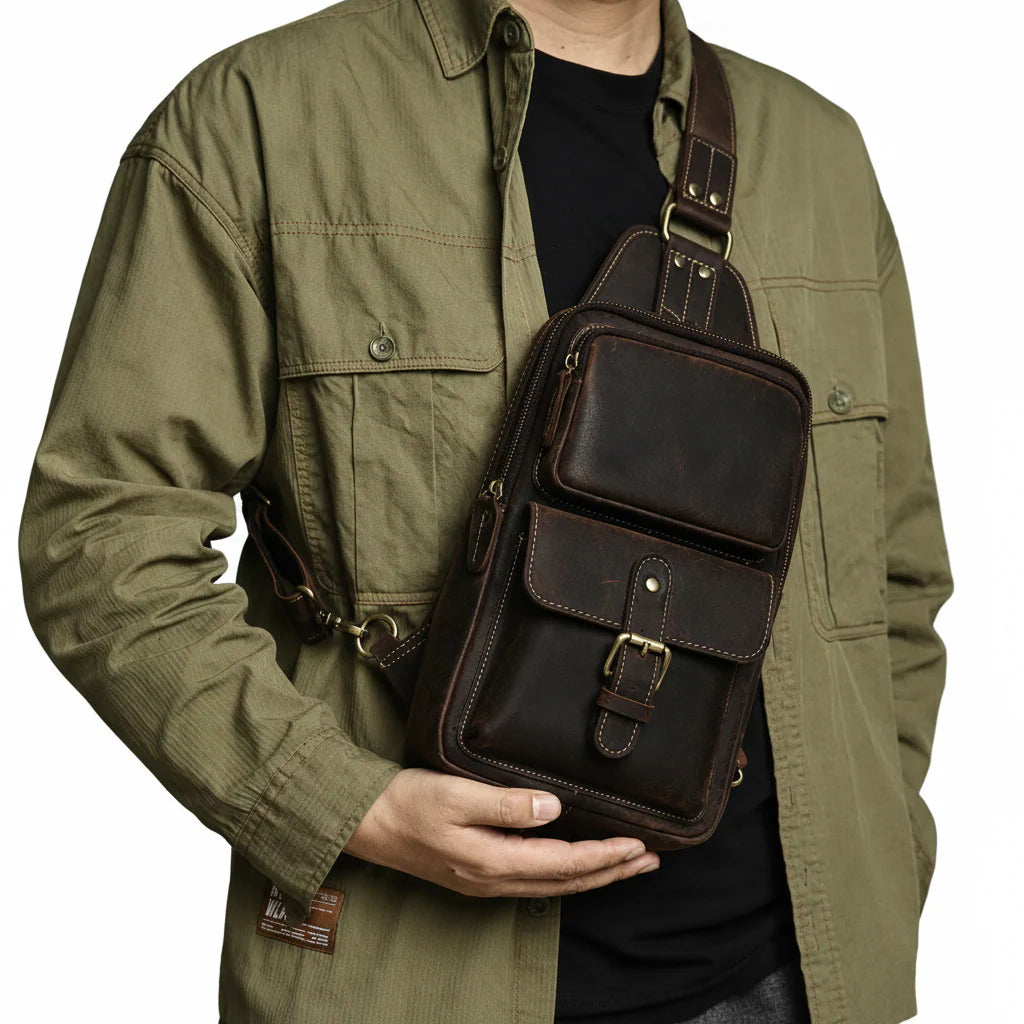 Full-Grain Leather Crossbody Chest Bag