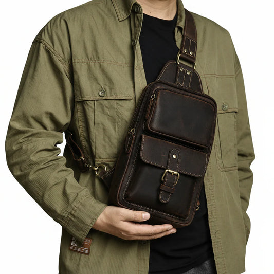 Full-Grain Leather Crossbody Chest Bag