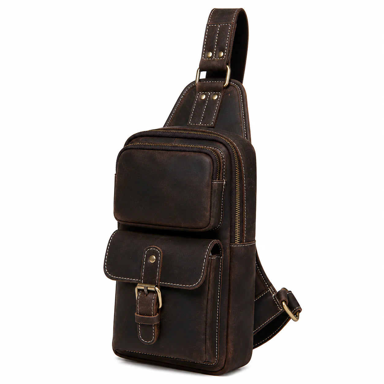Full-Grain Leather Crossbody Chest Bag